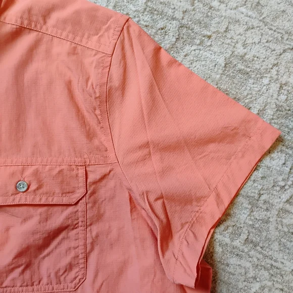 NWT XL Eddie Bauer Mountain Ripstop Orange Hiking Outdoor Button Up SS Shirt NEW - Picture 7 of 12